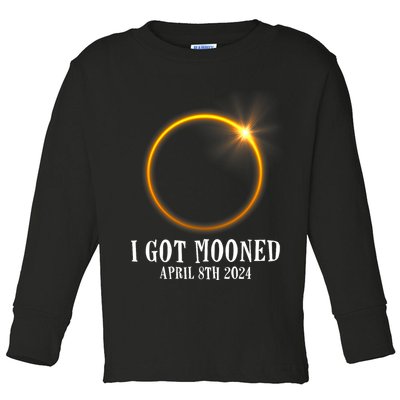 I Got Mooned 4.08.24 Total Solar Eclipse 2024 Toddler Long Sleeve Shirt