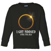 I Got Mooned 4.08.24 Total Solar Eclipse 2024 Toddler Long Sleeve Shirt
