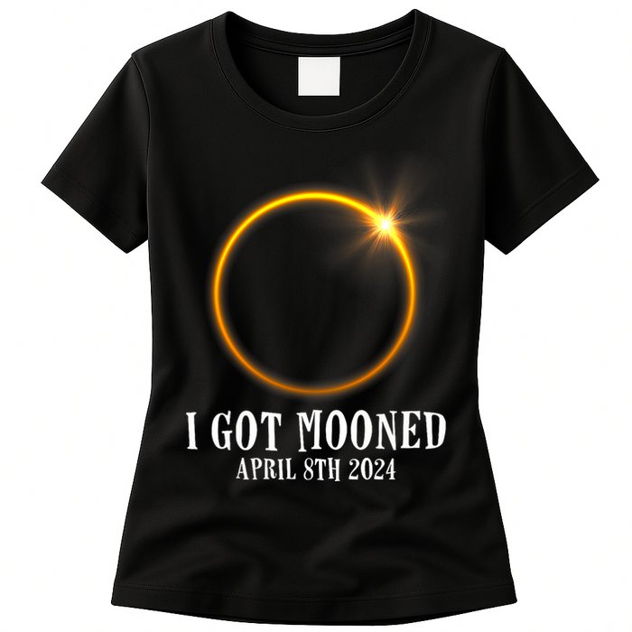 I Got Mooned 4.08.24 Total Solar Eclipse 2024 Womens T-Shirt
