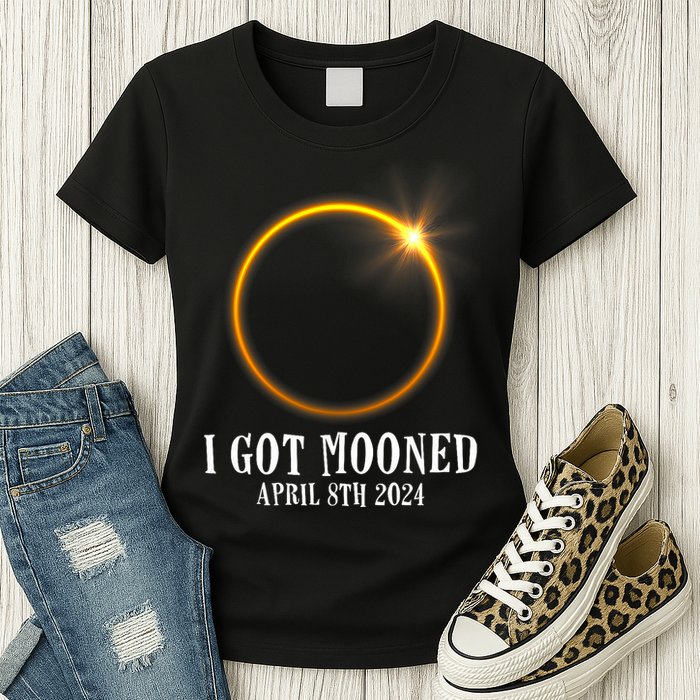 I Got Mooned 4.08.24 Total Solar Eclipse 2024 Womens T-Shirt