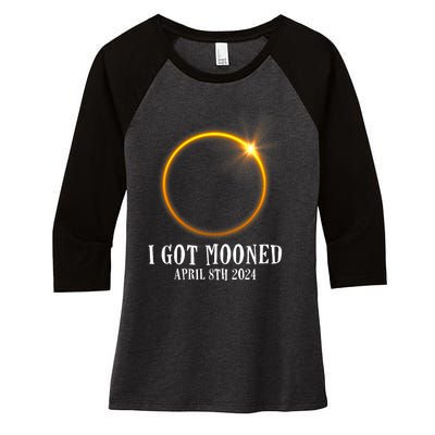 I Got Mooned 4.08.24 Total Solar Eclipse 2024 Women's Tri-Blend 3/4-Sleeve Raglan Shirt