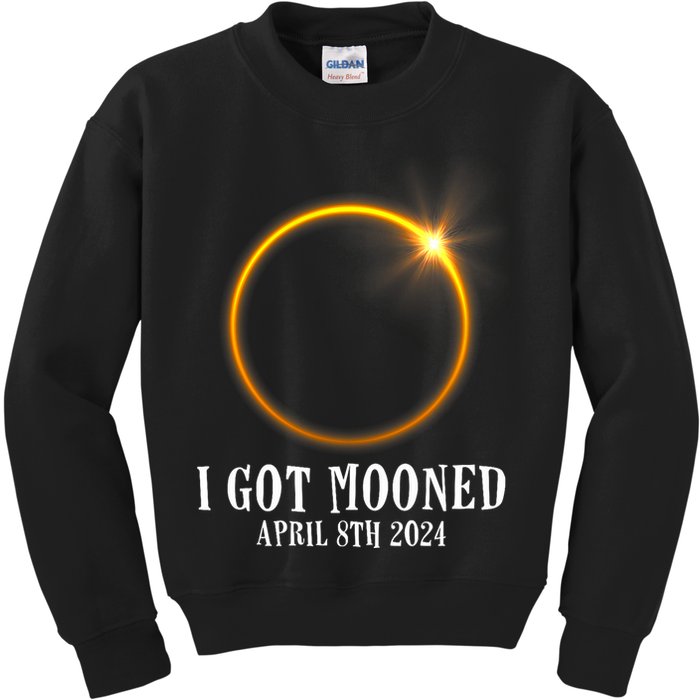 I Got Mooned 4.08.24 Total Solar Eclipse 2024 Kids Sweatshirt