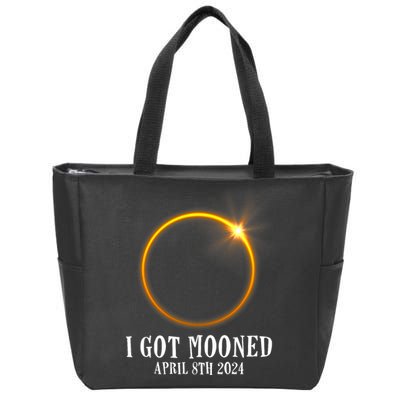 I Got Mooned 4.08.24 Total Solar Eclipse 2024 Zip Tote Bag