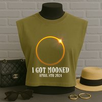I Got Mooned 4.08.24 Total Solar Eclipse 2024 Garment-Dyed Women's Muscle Tee
