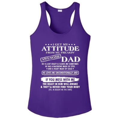 I Get My Attitude From My Freaking Awesome Dad Ladies PosiCharge Competitor Racerback Tank