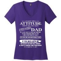 I Get My Attitude From My Freaking Awesome Dad Women's V-Neck T-Shirt