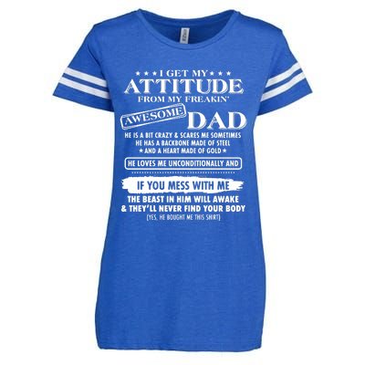 I Get My Attitude From My Freaking Awesome Dad Enza Ladies Jersey Football T-Shirt