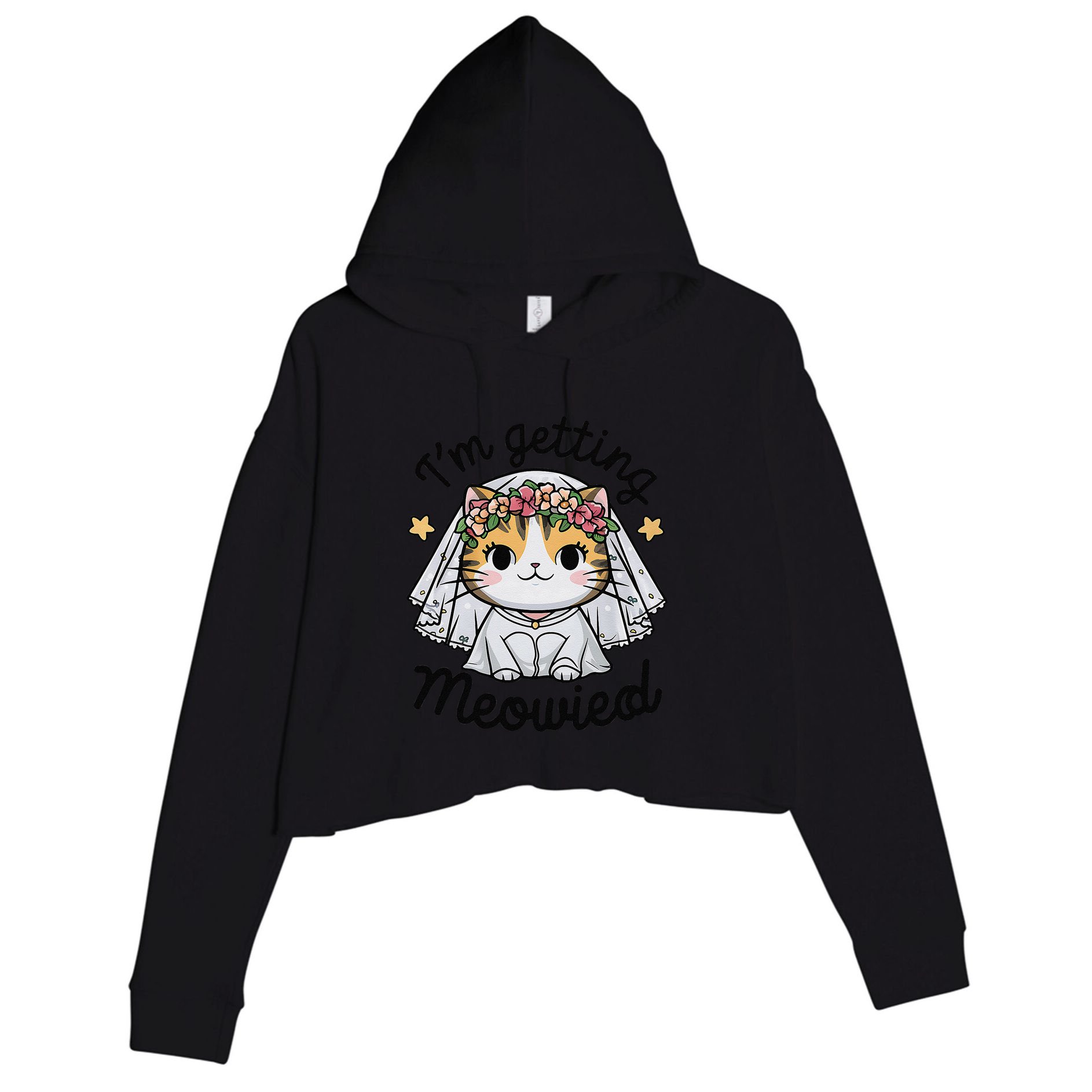 IM Getting Meowied Bridesmaid Bachelorette Party Kawaii Cat Crop Fleece Hoodie