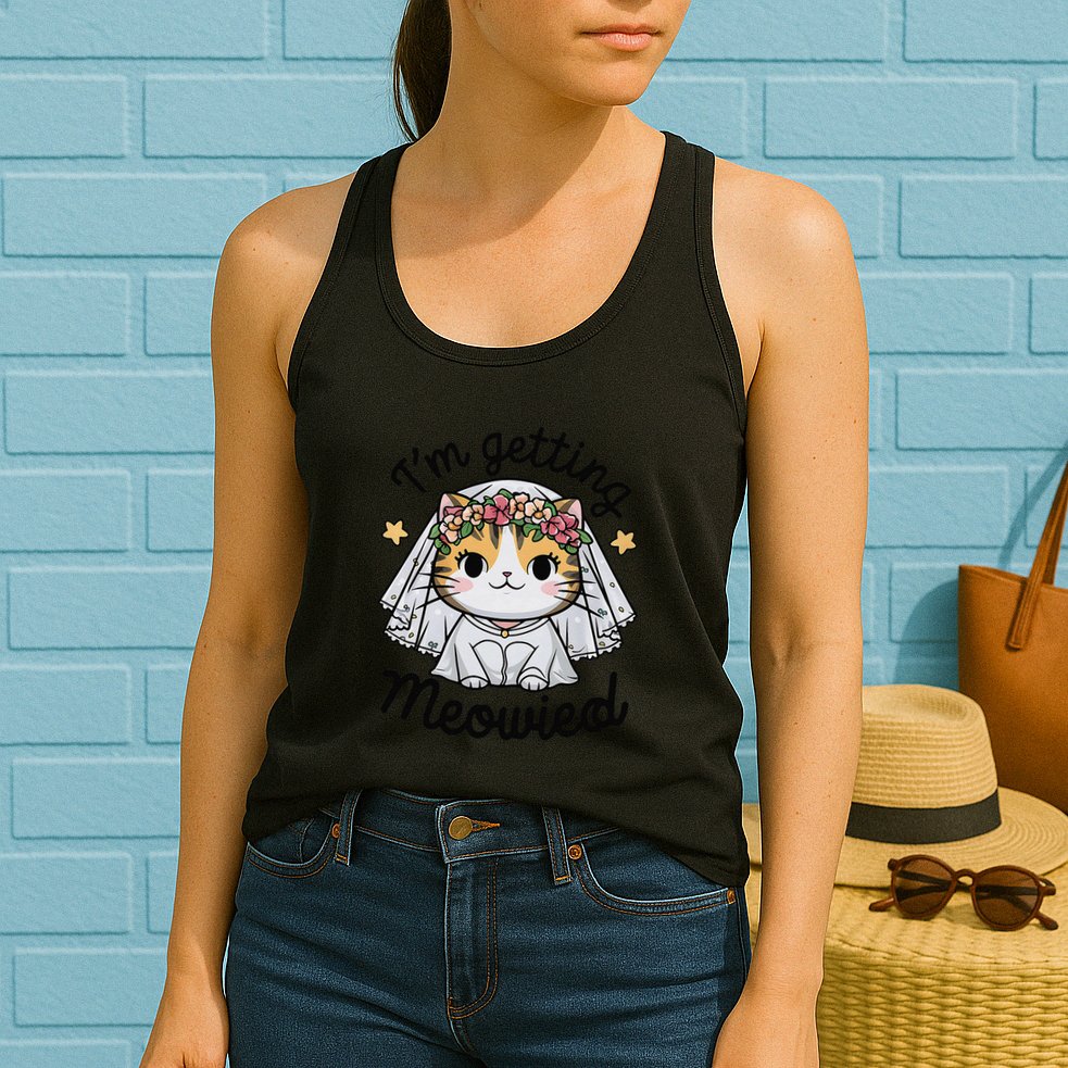 IM Getting Meowied Bridesmaid Bachelorette Party Kawaii Cat Womens Tank Top
