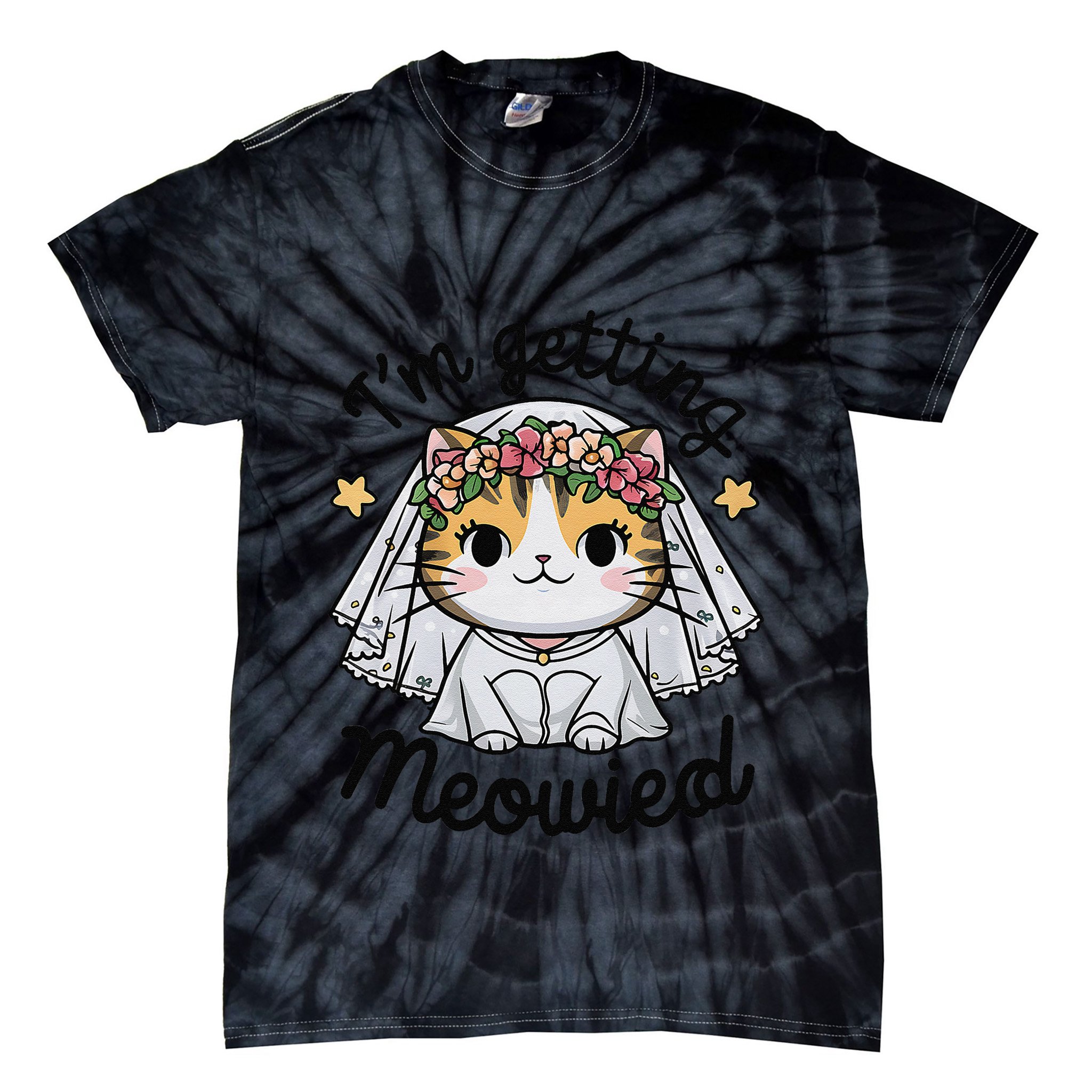 IM Getting Meowied Bridesmaid Bachelorette Party Kawaii Cat Tie-Dye T-Shirt