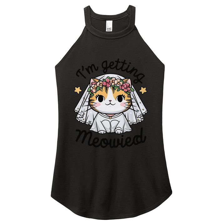IM Getting Meowied Bridesmaid Bachelorette Party Kawaii Cat Women's Perfect Tri Rocker Tank