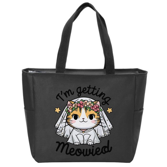 IM Getting Meowied Bridesmaid Bachelorette Party Kawaii Cat Zip Tote Bag