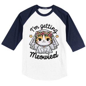 IM Getting Meowied Bridesmaid Bachelorette Party Kawaii Cat Baseball Sleeve Shirt