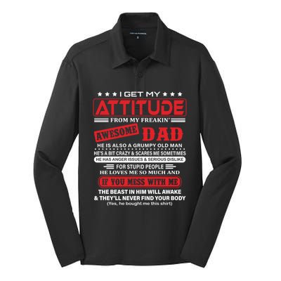 I Get My Attitude From My Freaking Awesome Dad! Pullover Hoodie Silk Touch Performance Long Sleeve Polo