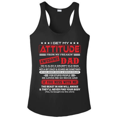 I Get My Attitude From My Freaking Awesome Dad! Pullover Hoodie Ladies PosiCharge Competitor Racerback Tank