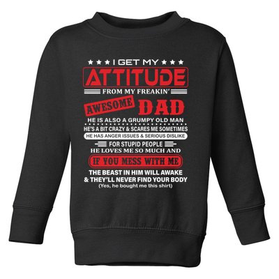 I Get My Attitude From My Freaking Awesome Dad! Pullover Hoodie Toddler Sweatshirt