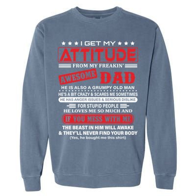 I Get My Attitude From My Freaking Awesome Dad! Pullover Hoodie Garment-Dyed Sweatshirt