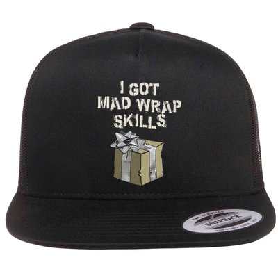 I Got Mad Wrap Skills Ugly Christmas Wrapping Paper Funny Flat Bill Trucker Hat