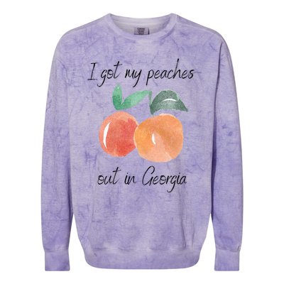 I Got My Peaches Out In Georgia Lyrics Song Funny Fruit Colorblast Crewneck Sweatshirt