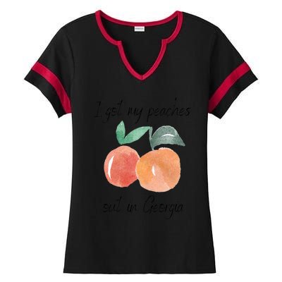 I Got My Peaches Out In Georgia Lyrics Song Funny Fruit Ladies Halftime Notch Neck Tee