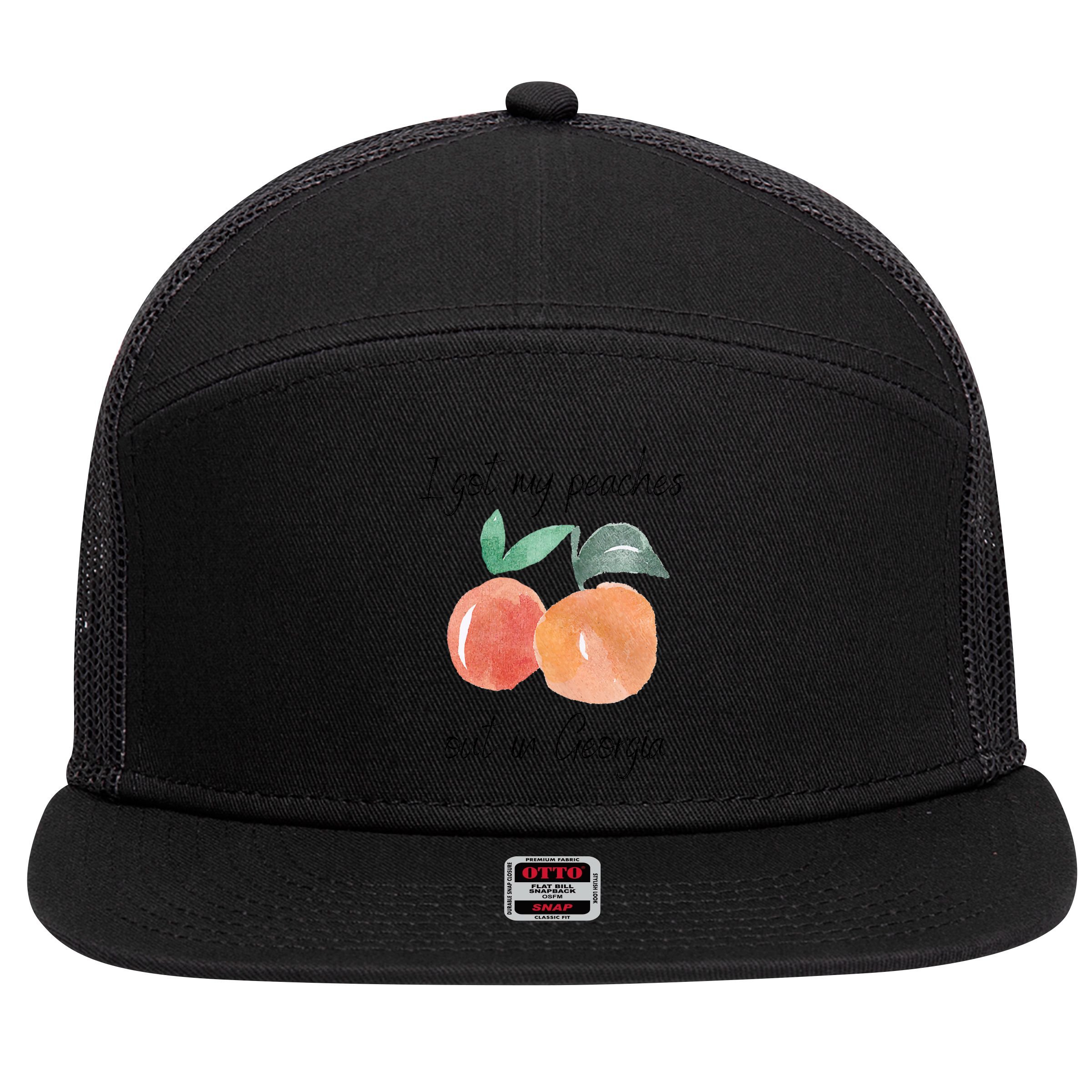 I Got My Peaches Out In Georgia Lyrics Song Funny Fruit 7 Panel Mesh Trucker Snapback Hat
