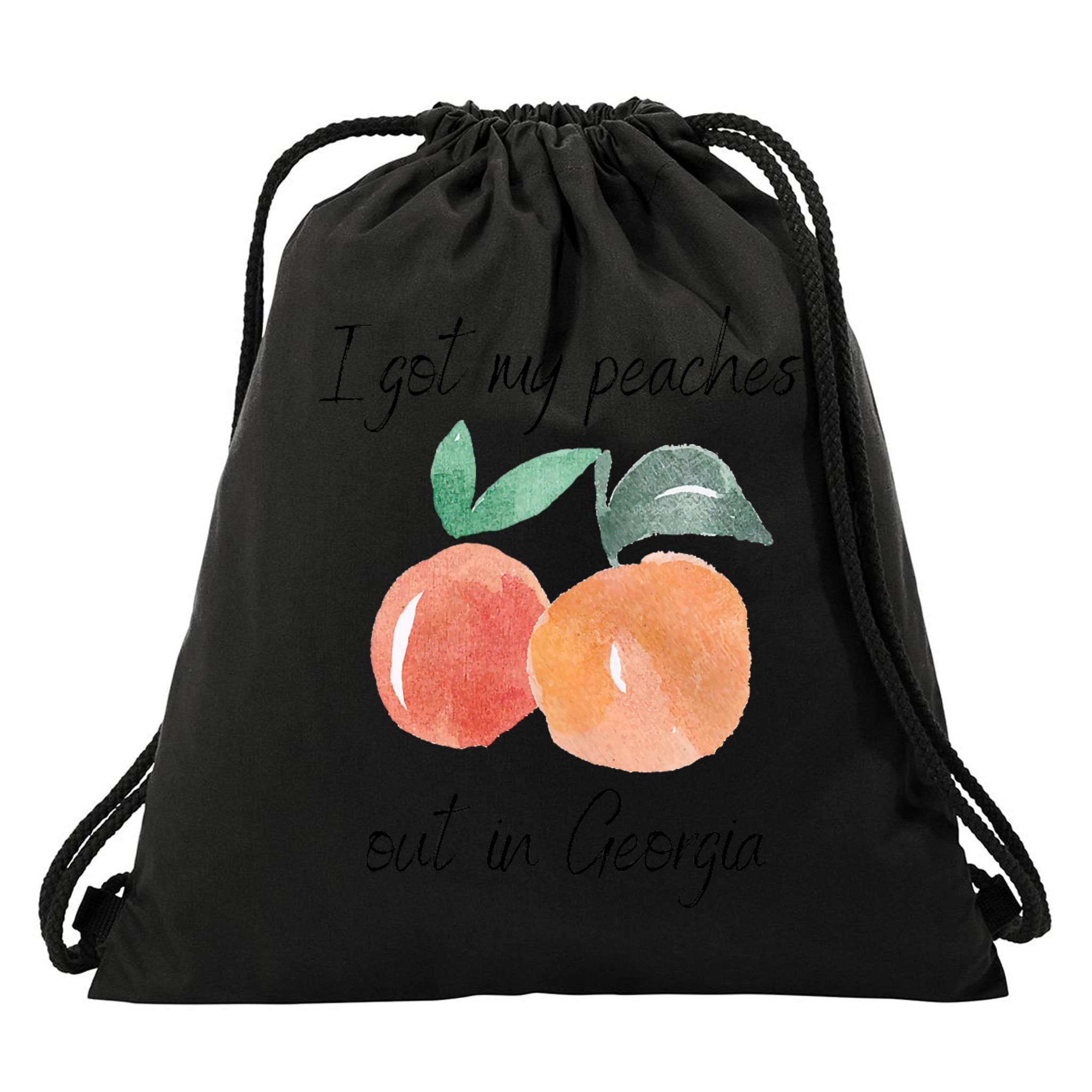 I Got My Peaches Out In Georgia Lyrics Song Funny Fruit Drawstring Bag