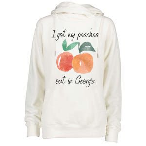 I Got My Peaches Out In Georgia Lyrics Song Funny Fruit Womens Funnel Neck Pullover Hood