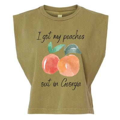 I Got My Peaches Out In Georgia Lyrics Song Funny Fruit Garment-Dyed Women's Muscle Tee