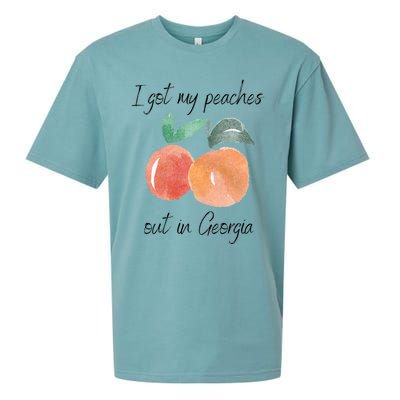 I Got My Peaches Out In Georgia Lyrics Song Funny Fruit Sueded Cloud Jersey T-Shirt