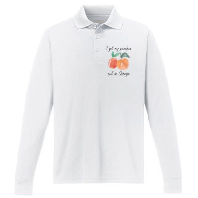 I Got My Peaches Out In Georgia Lyrics Song Funny Fruit Performance Long Sleeve Polo