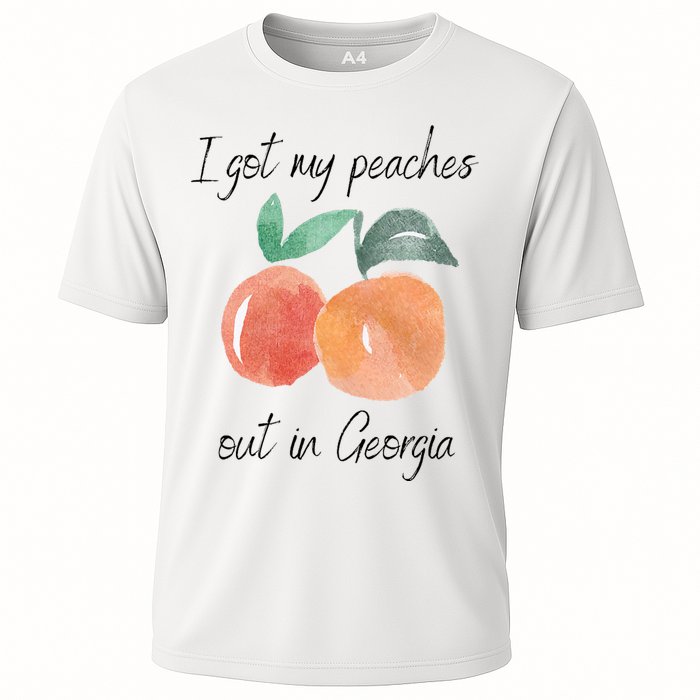 I Got My Peaches Out In Georgia Lyrics Song Funny Fruit Cooling Performance Crew T-Shirt