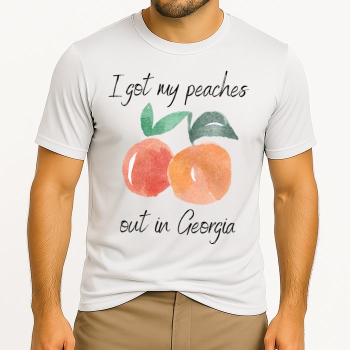 I Got My Peaches Out In Georgia Lyrics Song Funny Fruit Cooling Performance Crew T-Shirt