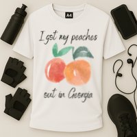 I Got My Peaches Out In Georgia Lyrics Song Funny Fruit Cooling Performance Crew T-Shirt