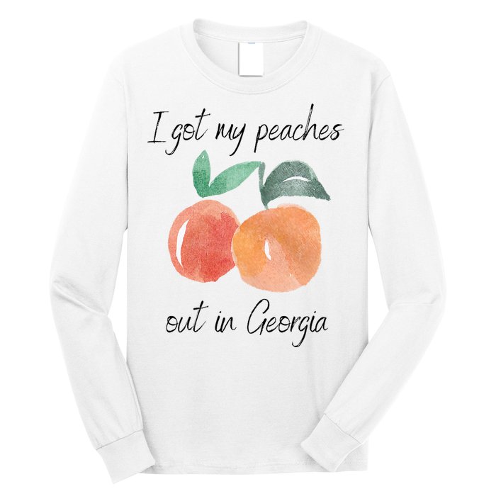I Got My Peaches Out In Georgia Lyrics Song Funny Fruit Long Sleeve Shirt