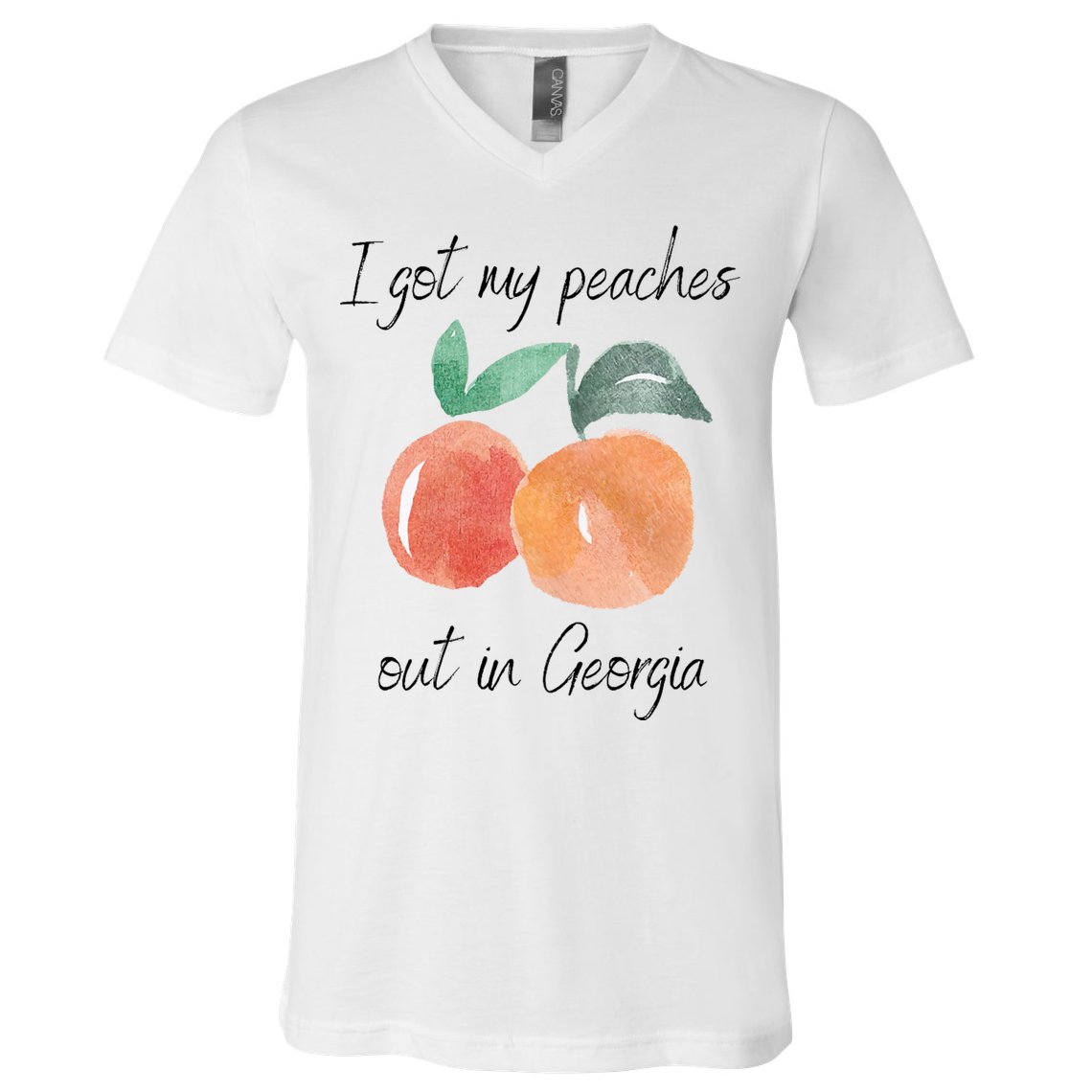 I Got My Peaches Out In Georgia Lyrics Song Funny Fruit V-Neck T-Shirt