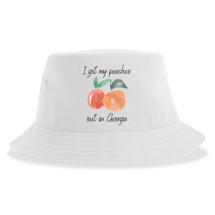 I Got My Peaches Out In Georgia Lyrics Song Funny Fruit Sustainable Bucket Hat