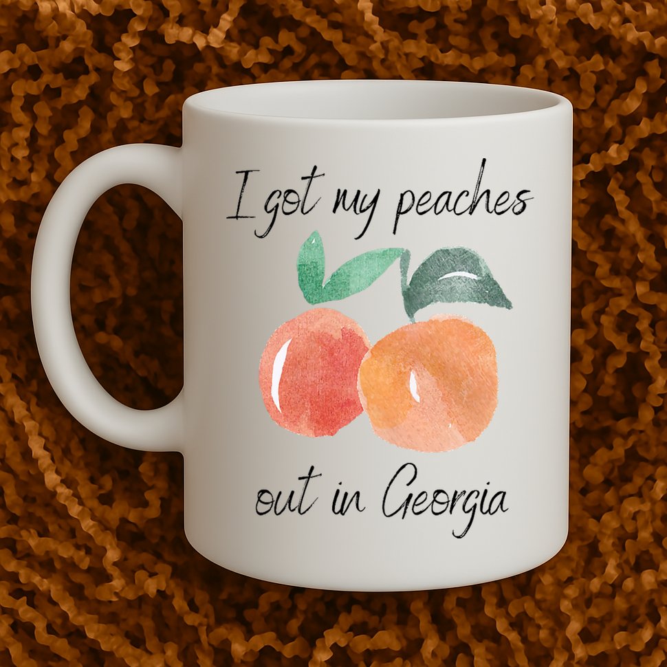 I Got My Peaches Out In Georgia Lyrics Song Funny Fruit Mug