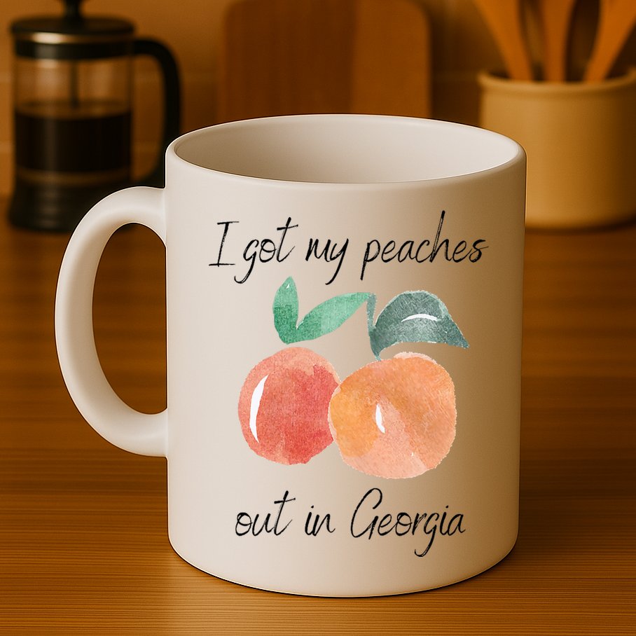 I Got My Peaches Out In Georgia Lyrics Song Funny Fruit Mug