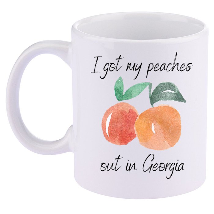 I Got My Peaches Out In Georgia Lyrics Song Funny Fruit 11oz C Handle Ceramic Mug