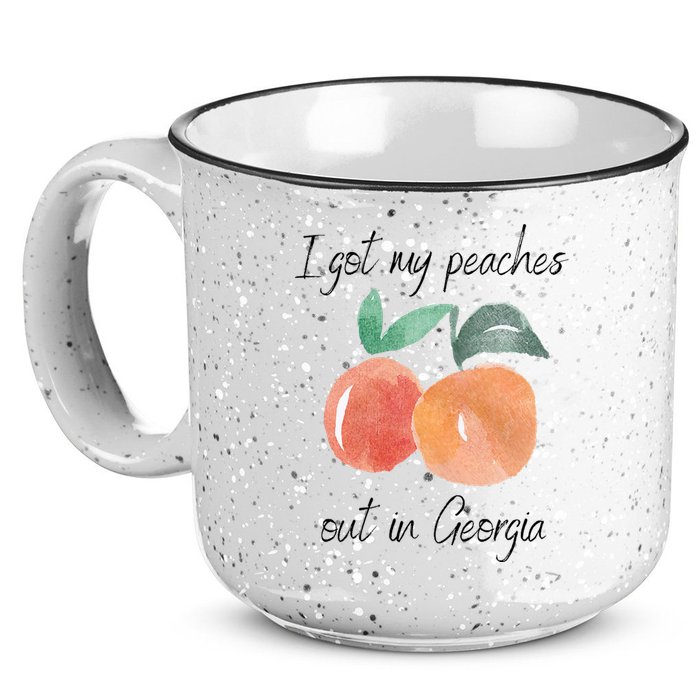 I Got My Peaches Out In Georgia Lyrics Song Funny Fruit 15oz Campfire Ceramic Mug