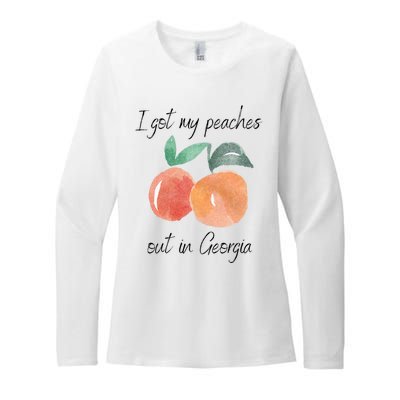 I Got My Peaches Out In Georgia Lyrics Song Funny Fruit Womens CVC Long Sleeve Shirt