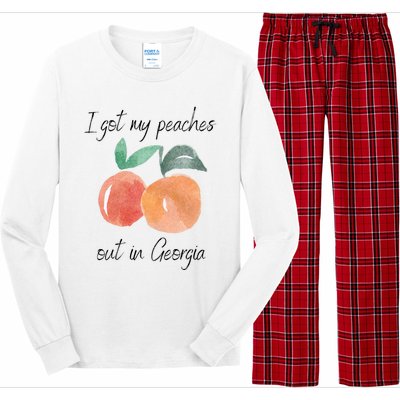 I Got My Peaches Out In Georgia Lyrics Song Funny Fruit Long Sleeve Pajama Set