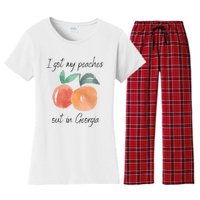 I Got My Peaches Out In Georgia Lyrics Song Funny Fruit Women's Flannel Pajama Set