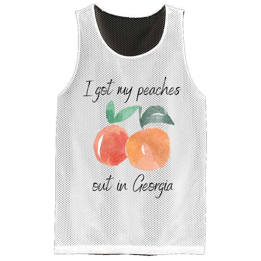 I Got My Peaches Out In Georgia Lyrics Song Funny Fruit Mesh Reversible Basketball Jersey Tank