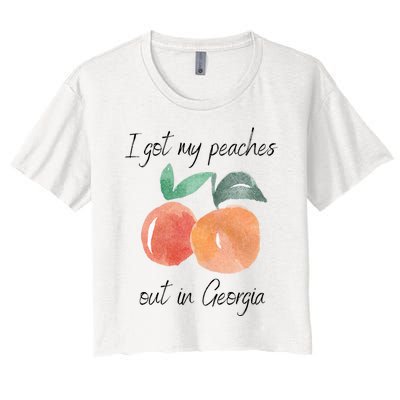 I Got My Peaches Out In Georgia Lyrics Song Funny Fruit Women's Crop Top Tee