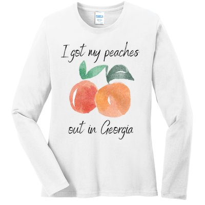 I Got My Peaches Out In Georgia Lyrics Song Funny Fruit Ladies Long Sleeve Shirt