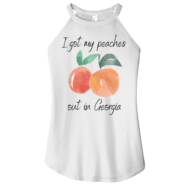 I Got My Peaches Out In Georgia Lyrics Song Funny Fruit Women's Perfect Tri Rocker Tank