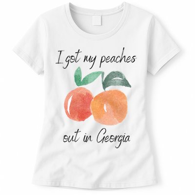 I Got My Peaches Out In Georgia Lyrics Song Funny Fruit Womens T-Shirt