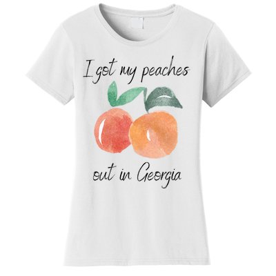 I Got My Peaches Out In Georgia Lyrics Song Funny Fruit Women's T-Shirt