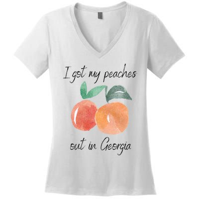 I Got My Peaches Out In Georgia Lyrics Song Funny Fruit Women's V-Neck T-Shirt